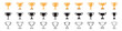 Trophy cup icons set. Flat, silhouette, linear style.