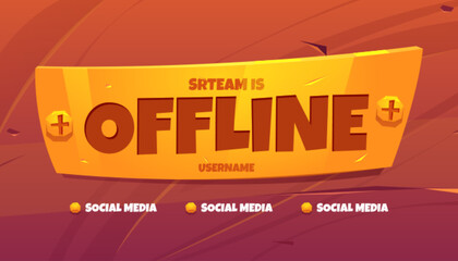 Wall Mural - stream is offline twitch cartoon background vector label. creative game banner design template for b