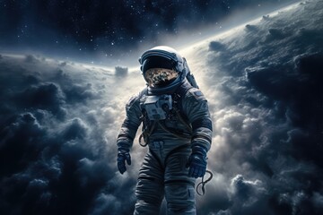 Canvas Print - Astronaut in outer space exploring, made with generative ai