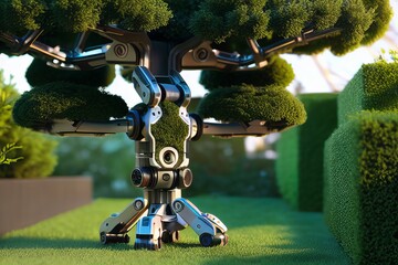 Intelligent Tree Garden Robot. Artificial Intelligence Generative