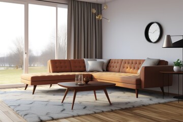 Canvas Print - cozy living room with a comfortable couch and a stylish coffee table. Generative AI