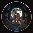 © Hype2Art - Illustration of a castle at night, moon in the background