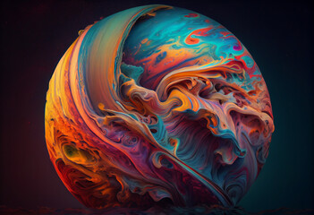Leinwandbilder - A vibrant, swirling mass of colors and textures that resembles the surface of Jupiter. Generative AI technology.