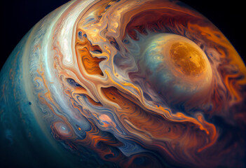 Leinwandbilder - A vibrant, swirling mass of colors and textures that resembles the surface of Jupiter. Generative AI technology.