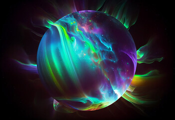 Poster - A breathtaking, colorful display of lights that resembles the Northern Lights on Uranus. Generative AI technology.