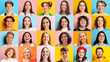 © master1305 - Collage made of portraits of people of diverse age and gender, posing, showing positivity, smiling over multicolored background. Concept of human emotions, youth, lifestyle, facial expression. Ad