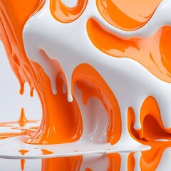 hyperrealistic soft focus melting bright orange and white 3d paint for an experimental art exhibition in the style of Cinema 4D rendering