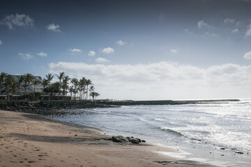 Canvas Print - Sunny beach in Costa Teguise, Lanzarote, Canary Islands