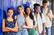 © Monkey Business - Portrait Of Multi-Cultural Secondary Or High School Students Standing By Lockers