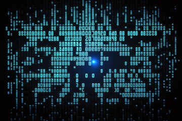 Naklejka na meble Blue binary code on dark background