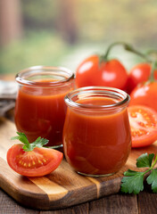 Wall Mural - Tomato juice with fresh tomatoes and parsley