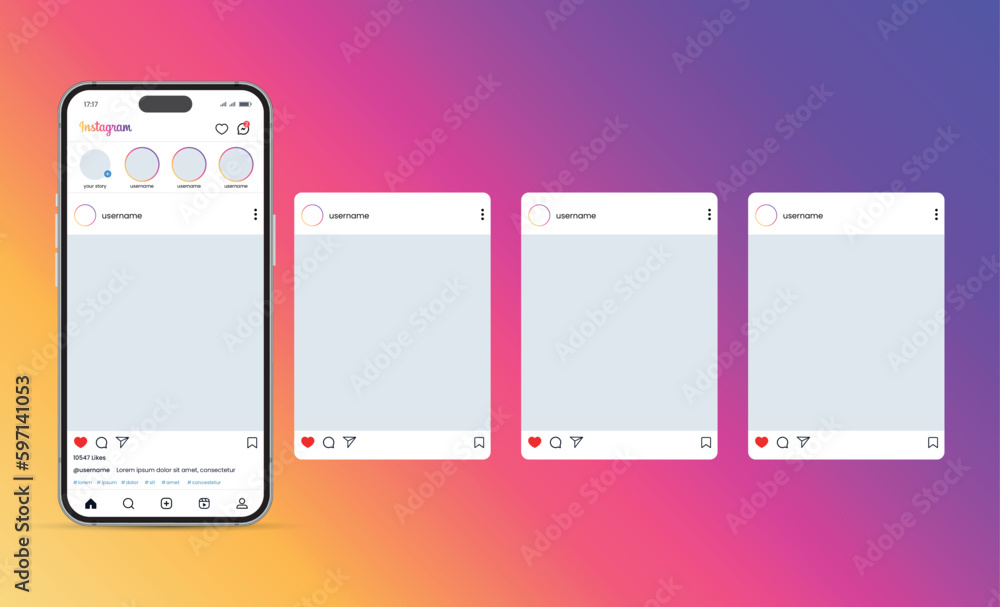 Instragram Post Interface Instagram carousel or slide pages interface post vector mockup Stock ...