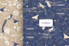 Hand Drawn Luxury Birds And Floral Seamless Pattern