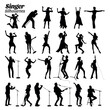 © Ascreator - Singer silhouette vector illustration set.