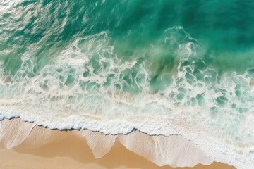  Ocean waves on the beach, created with Generative AI technology