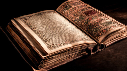Wall Mural - the ancient book was opened, its secrets revealed - generative ai.