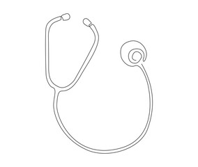 Wall Mural - Continuous line art drawing of stethoscope. Medical tool - stethoscope single line art drawing vector illustration. Editable stroke.
