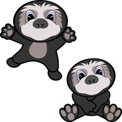 Wall Mural - chibi baby sloth bear character cartoon pack in vector format