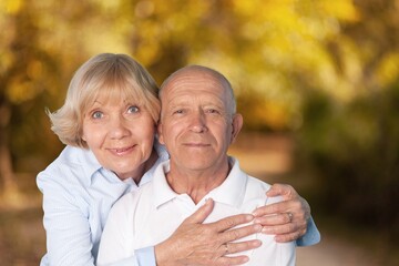 Sticker - Love happy old couple posing on outdoor