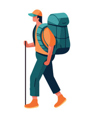 Sticker - One person hiking with backpack in nature