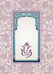 Sticker - Ganesha, wedding card, royal Rajasthan, India	
