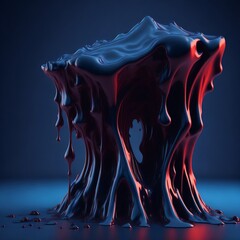 hyperrealistic soft focus melting Crimson and blue 3d paint for an experimental art exhibition in the style of Cinema 4D rendering