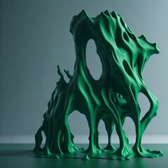 Sticker - hyperrealistic soft focus melting Green and white 3d paint for an experimental art exhibition in the style of Cinema 4D rendering