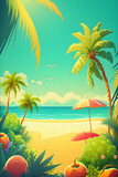 Fototapeta Las - Vertical background with a summer beach concept. Tropical island paradise. Generated