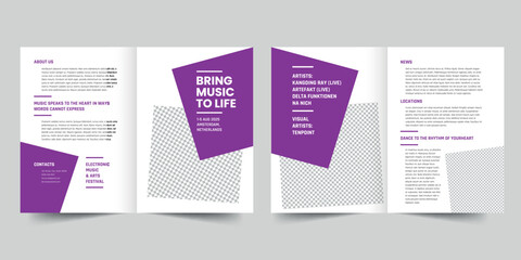 Wall Mural - Music Festival bifold brochure template. A clean, modern, and high-quality design bifold brochure vector design. Editable and customize template brochure
