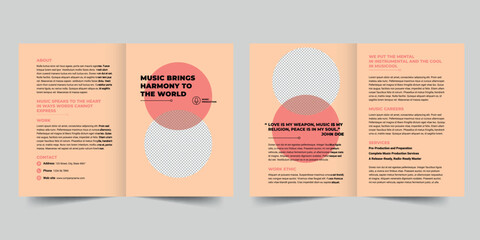 Wall Mural - Music Production bifold brochure template. A clean, modern, and high-quality design bifold brochure vector design. Editable and customize template brochure
