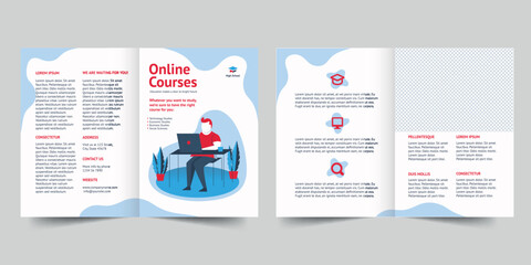 Wall Mural -  Online Courses bifold brochure template. A clean, modern, and high-quality design bifold brochure vector design. Editable and customize template brochure