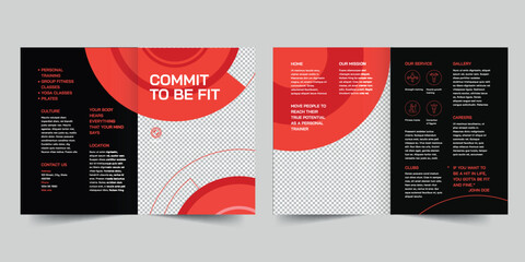 Wall Mural - Personal Trainer bifold brochure template. A clean, modern, and high-quality design bifold brochure vector design. Editable and customize template brochure