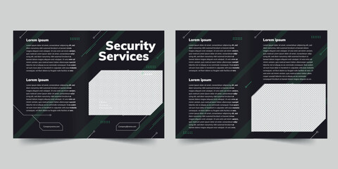 Wall Mural - Security Guard Services bifold brochure template. A clean, modern, and high-quality design bifold brochure vector design. Editable and customize template brochure