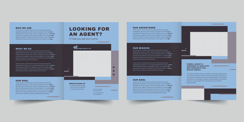 Wall Mural - Realtor bifold brochure template. A clean, modern, and high-quality design bifold brochure vector design. Editable and customize template brochure