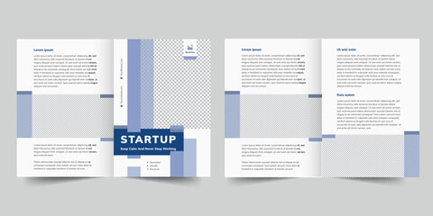 Wall Mural - Startup bifold brochure template. A clean, modern, and high-quality design bifold brochure vector design. Editable and customize template brochure