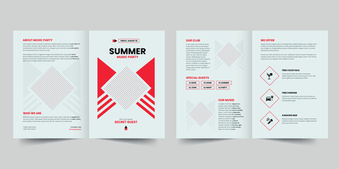 Wall Mural - Summer Music bifold brochure template. A clean, modern, and high-quality design bifold brochure vector design. Editable and customize template brochure
