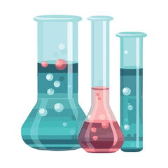 Poster - analyzing liquid in chemistry laboratory flask