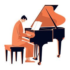 Poster - Professional pianist playing classical music on grand piano