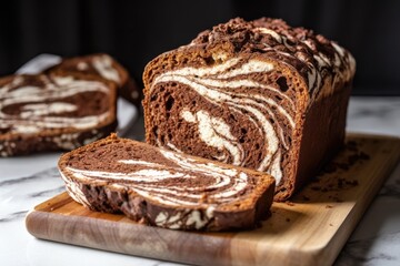 Wall Mural - marble rye bread, with swirls of fluff and spice, created with generative ai