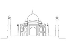 India Taj Mahal Old Historical Building Line Art