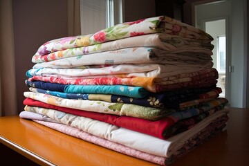 Canvas Print - stack of freshly laundered pillowcases, ready to be plumped up and enjoyed, created with generative ai