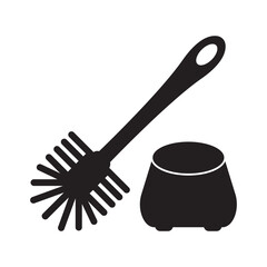 Sticker - Toilet brush icon,logo illustration design template.