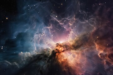 Wall Mural - spaceship flying through nebula with stars in the background, created with generative ai