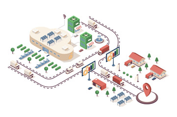 Fototapete - Cloud data center concept 3d isometric web infographic workflow process. Infrastructure map with database system, computing and storage technology. Illustration in isometry graphic design