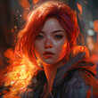 post-apocalyptic redheaded woman fantasy character portrait Generative Ai