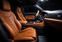 Luxury Vehicle, With Leather Seats And Sleek Design, Featuring Variety Of Car Accessories, Created With Generative Ai