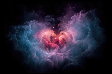Wall Mural - galaxy nebula heart, with close-up of the starburst region and swirling dust clouds, created with ge