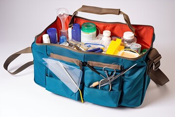 Canvas Print - medical bag, with various medical supplies and instruments visible, created with generative ai