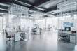 © Alfazet Chronicles - futuristic open office with transparent walls, allowing employees to view and interact with each other from different departments, created with generative ai