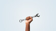 © suman - Holding tools in hand. Happy labor day concept.